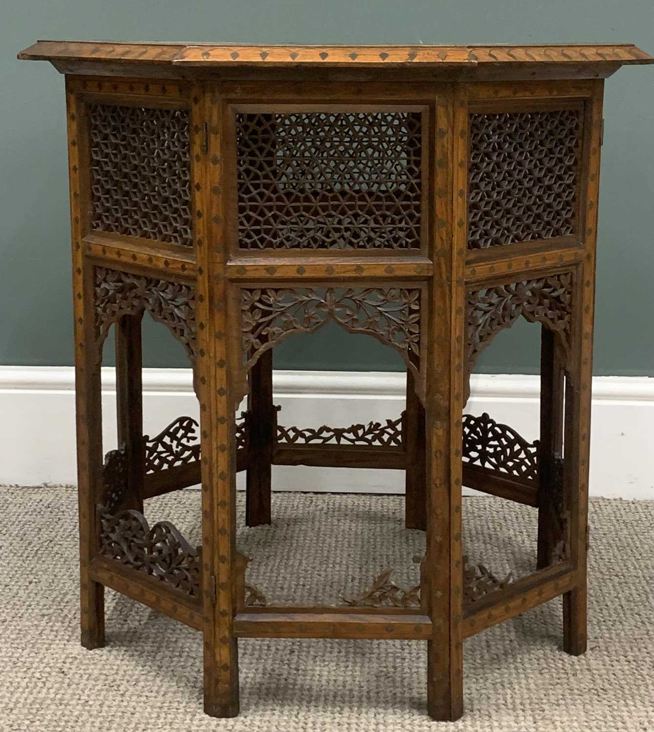 Anglo-Indian antique Punjab Hoshiapur brass/copper inlay octagonal table