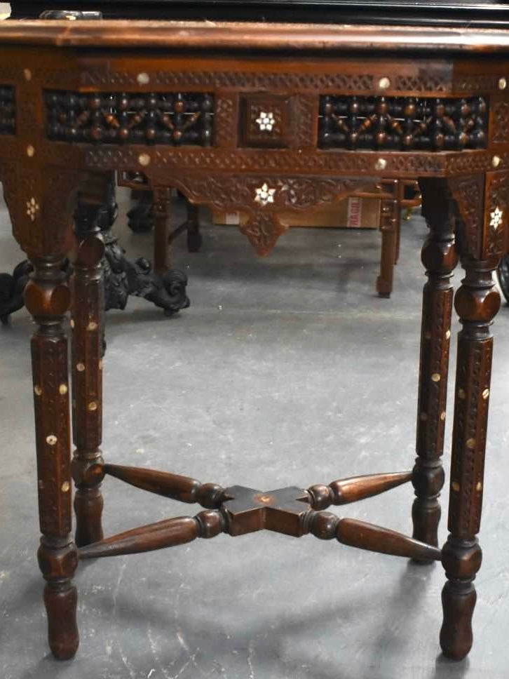 Damascus carved table with MOP inlay (79 x 75 x 47cm)