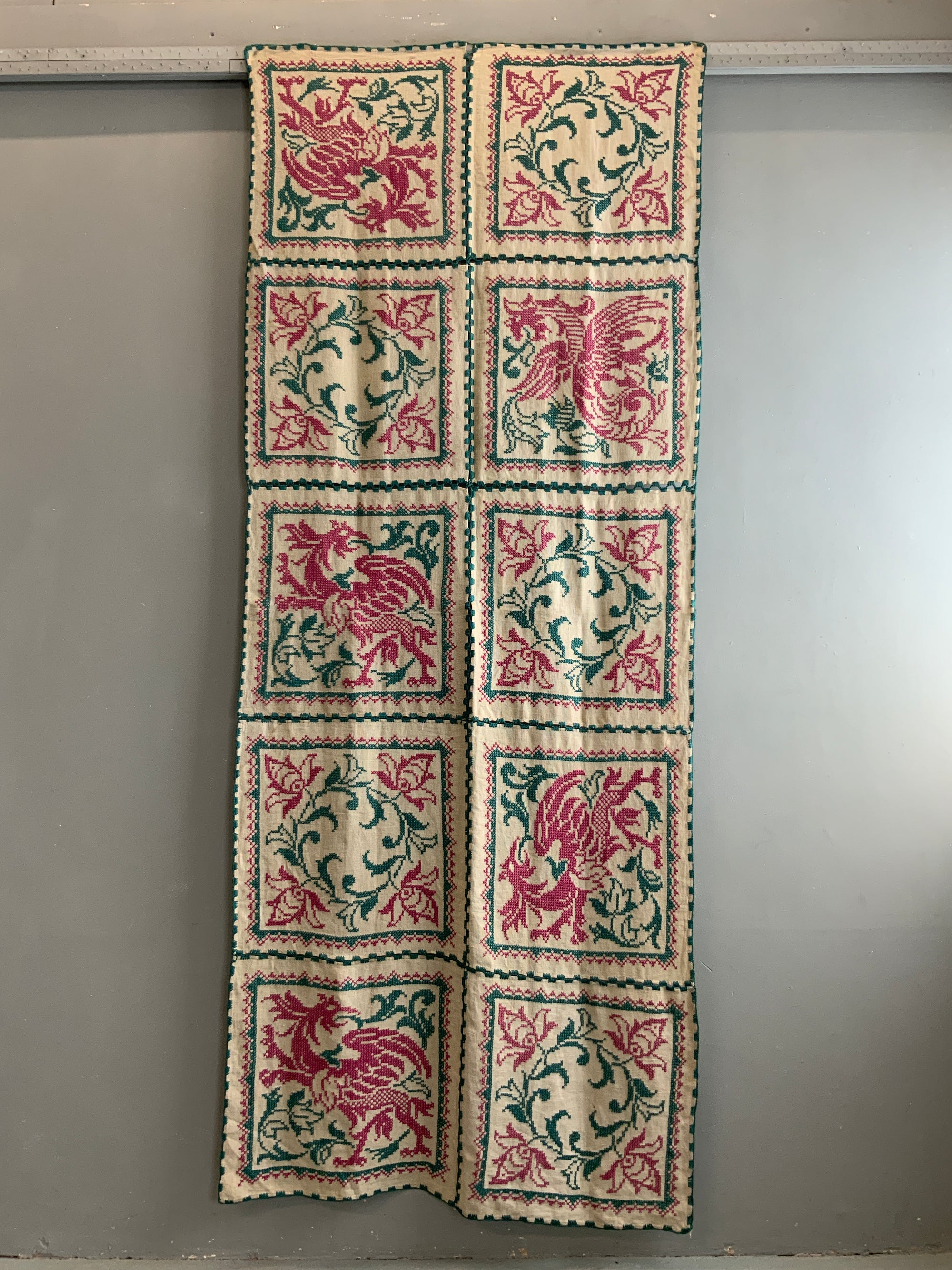 Italian silk embroidery on linen (223 x 89cm)