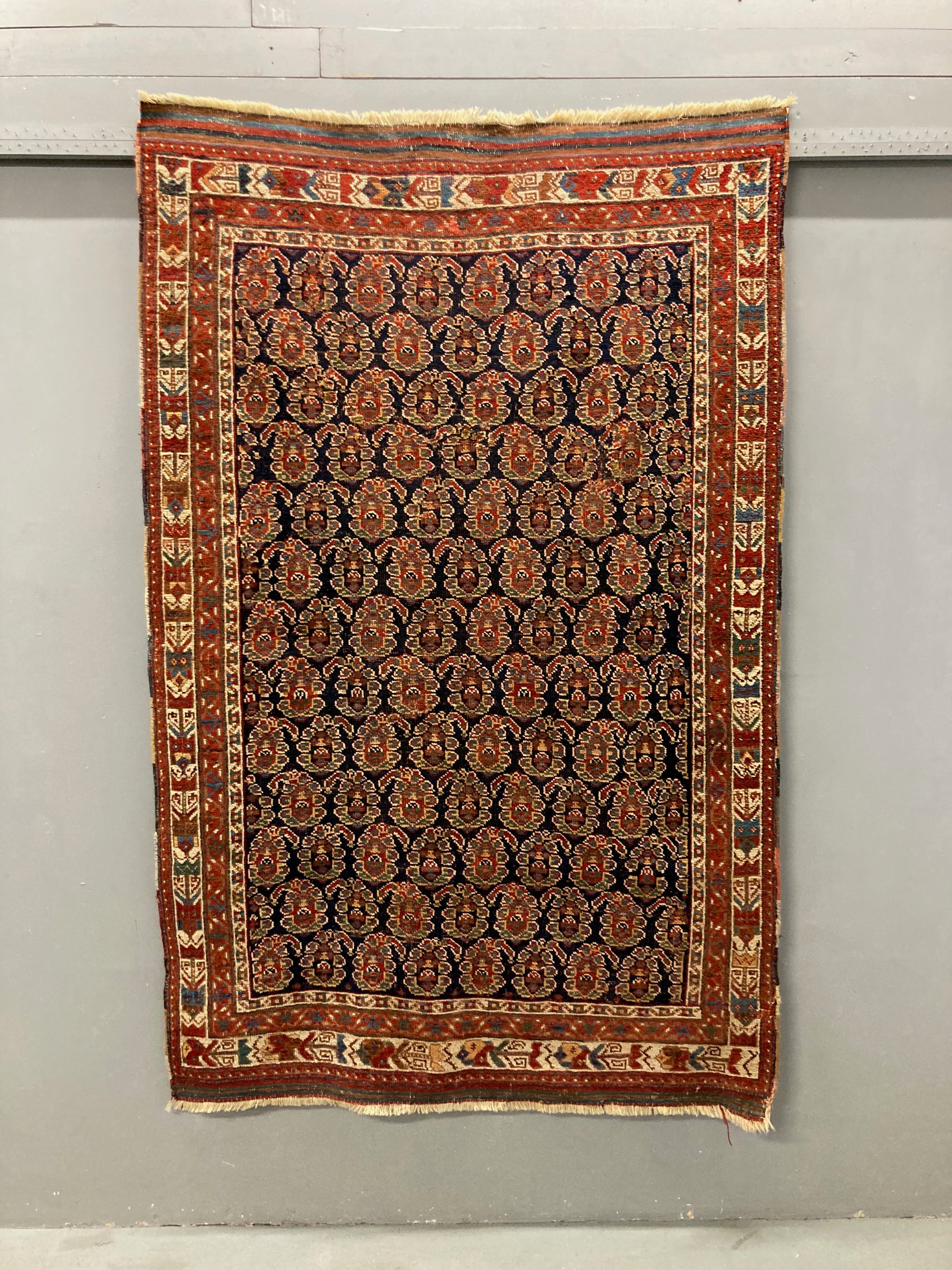 Afshar antique rug with paisley boteh design (212 x 135cm)