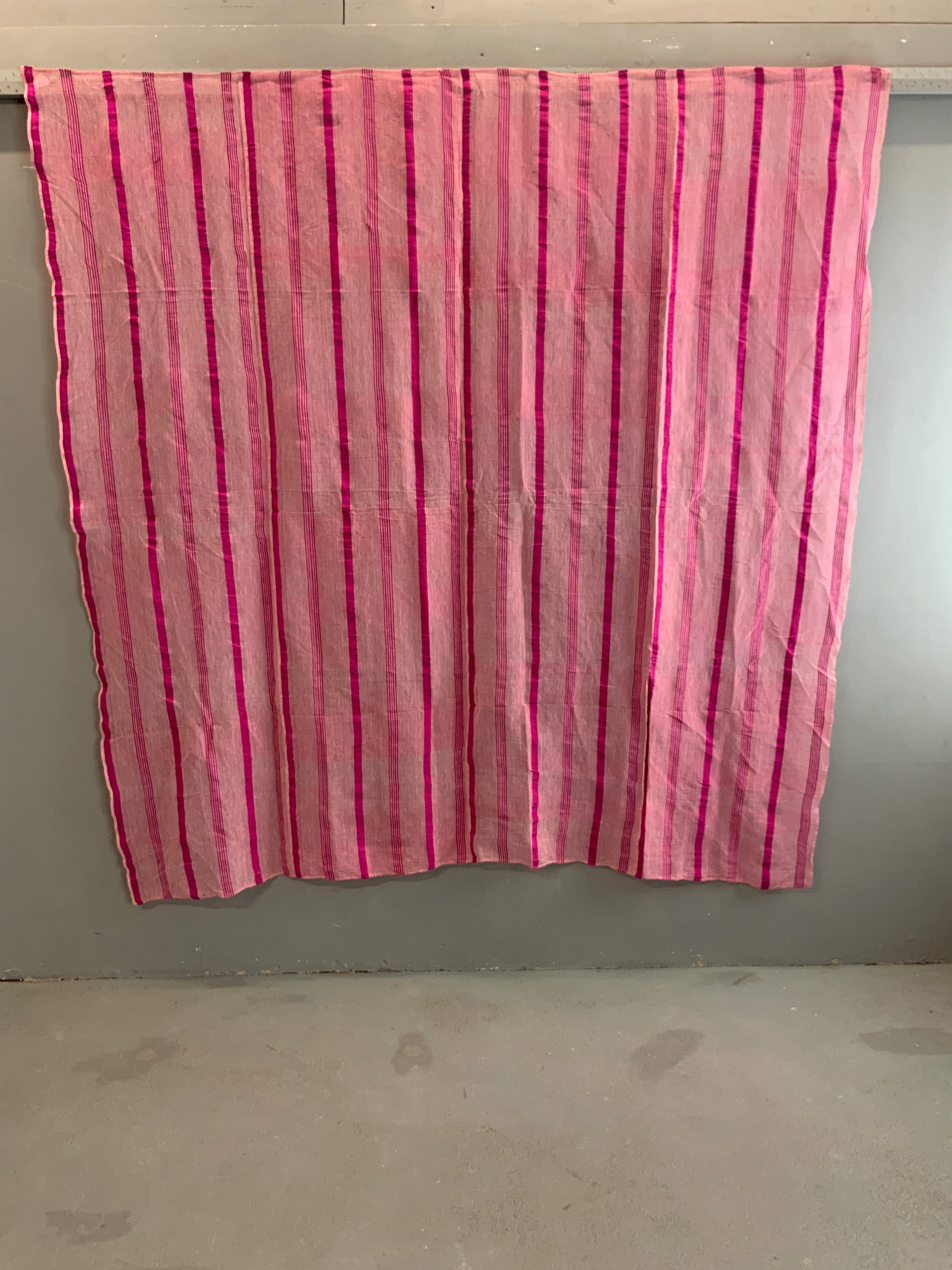 Late Ottoman pink silk and linen gauze in four panels (207 x 203cm)