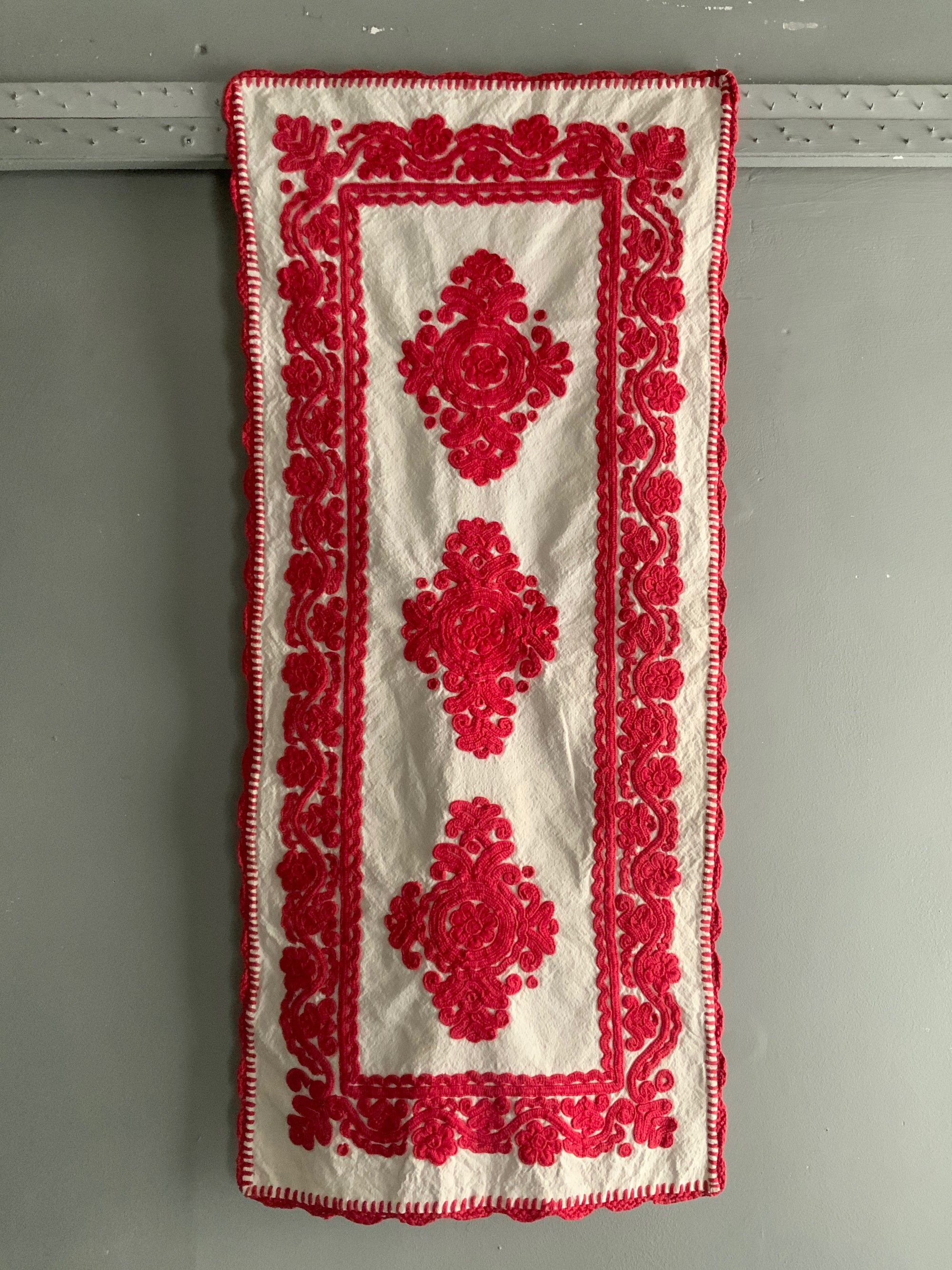 Hungarian embroidered bolster cover (84 x 37cm)