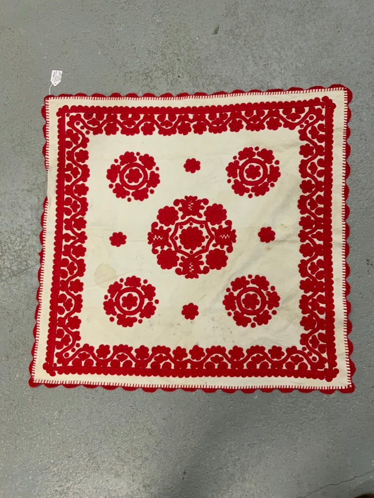 Hungarian vintage red cotton embroidery (62 x 66cm)