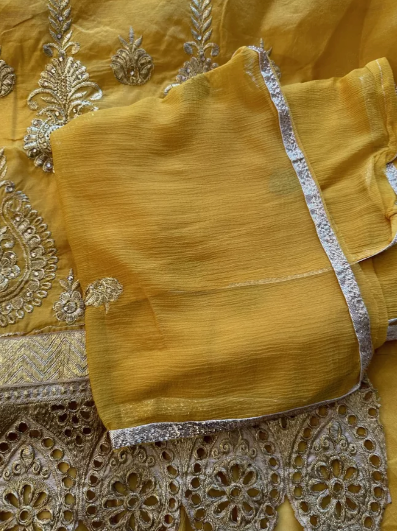 Gilt embroidered material for Khameez and Chunni [2]